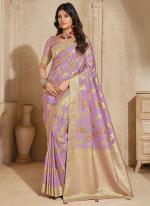 Silk Lilac Wedding Wear Weaving Saree